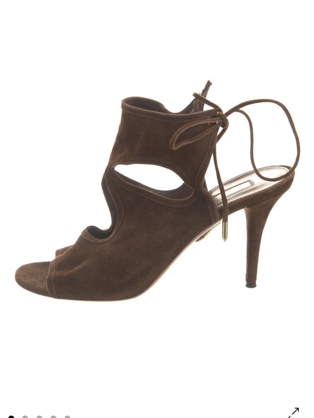 Aquazzura Brown Suede Lace Up Stiletto Sandals Heels Size 39 /US 8